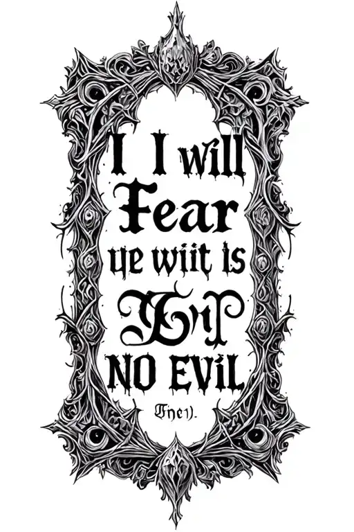 bible verse I will fear no evil tattoo design idea
