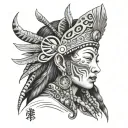 mother aya facing right with shaman design incorporating tattoo design idea