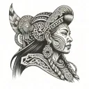 mother aya facing right with shaman design incorporating tattoo design idea