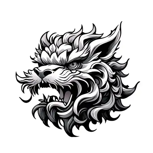 foo dog tattoo design idea