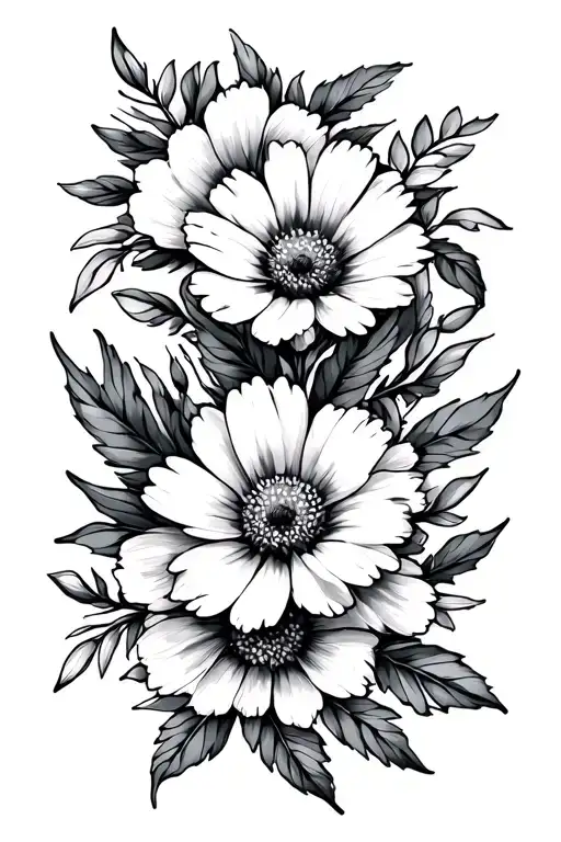 Tattoo representing the birth months June July may September December birth flowers stencil  tattoo design idea