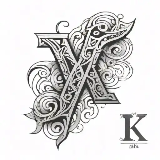 overlapping letters k y a n tattoo design idea
