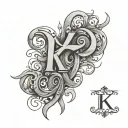 overlapping letters k y a n tattoo design idea