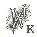 overlapping letters k y a n tattoo design idea