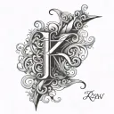 overlapping letters k y a n tattoo design idea