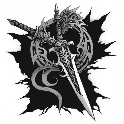 Final Fantasy art style tatoo. Classical or sword. Tribal can work (maorí also) tattoo design idea