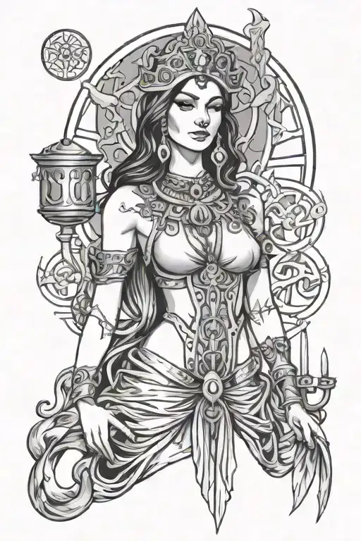 sexy priestess tattoo design idea