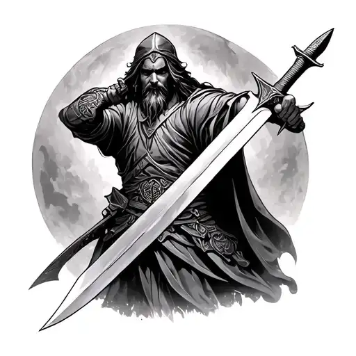 Isaiah 6 8 warrior wielding a sword tattoo design idea