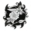 feather arrow swirls flower tattoo design idea