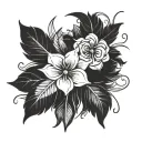 feather arrow swirls flower tattoo design idea