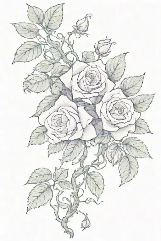 purple climbing rose with ivy entwining it tattoo design idea