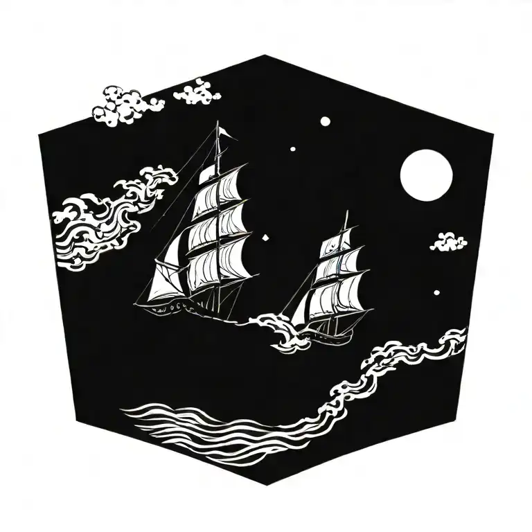 boat 18th century tattoo design idea