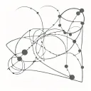 Quantum mechanics equations intertwined with cosmic nebulae tattoo design idea