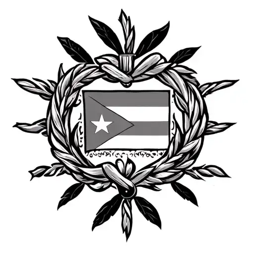 taínos symbols with Puerto Rican flag designs and ling of Puerto Rico  tattoo design idea