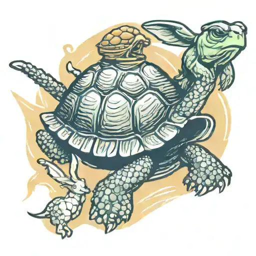tortoise winning the race against the hare tattoo design idea
