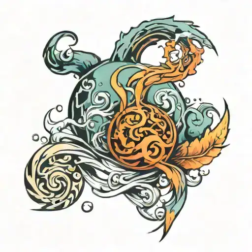 water air earth fire tattoo design idea