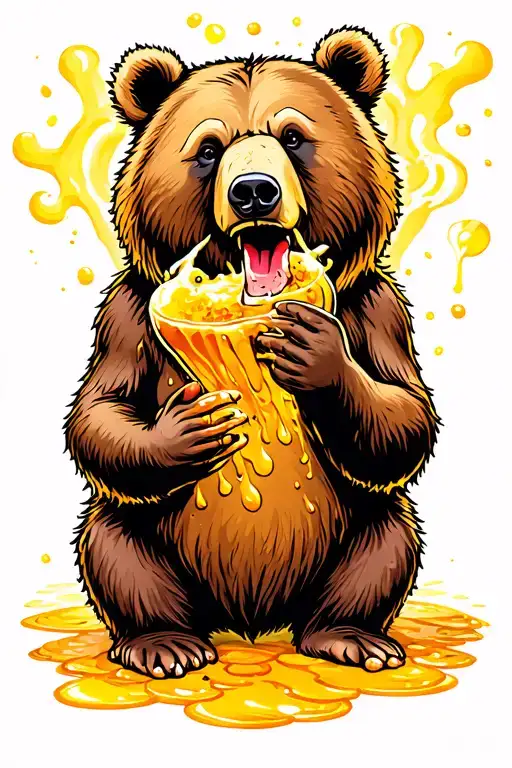 Bear eats honey tattoo design idea