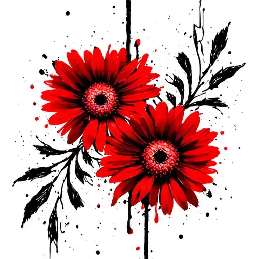 daisy Aster Chrysanthemum honeysuckle flowers tattoo design idea