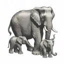 mum elephant with three babies tattoo design idea