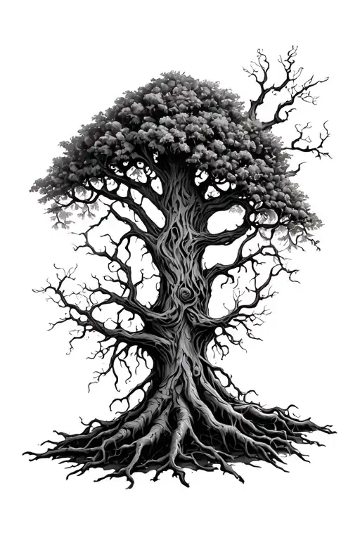 poison tree with roots growing out of hard stone spirit  tattoo design idea