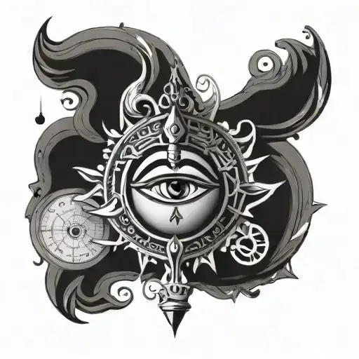lord shiva third eye and illuminati Consisting a Compass arm tattoo design idea