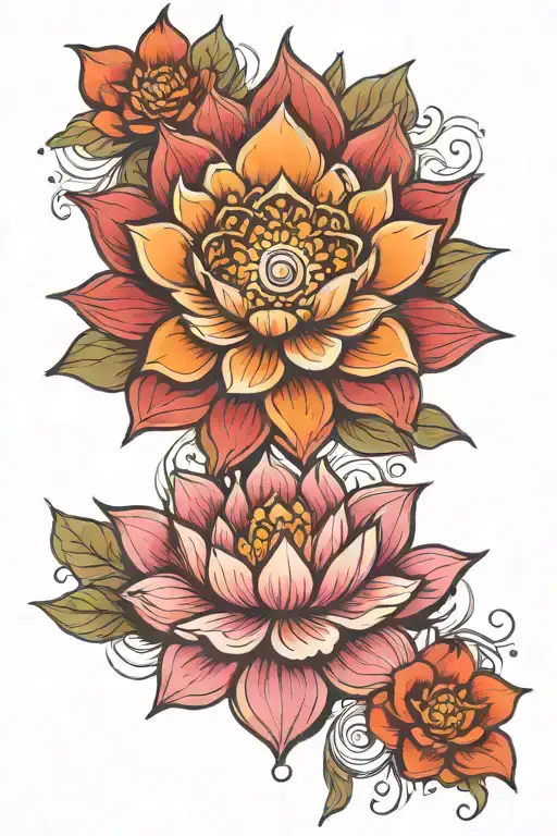 lotus chakra back color tattoo design idea