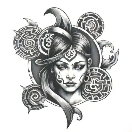 swastika, kerguelen island, girl tattoo design idea