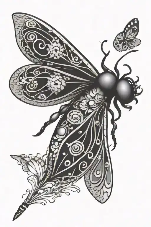 mandala, dragonfly and lady bug tattoo design idea