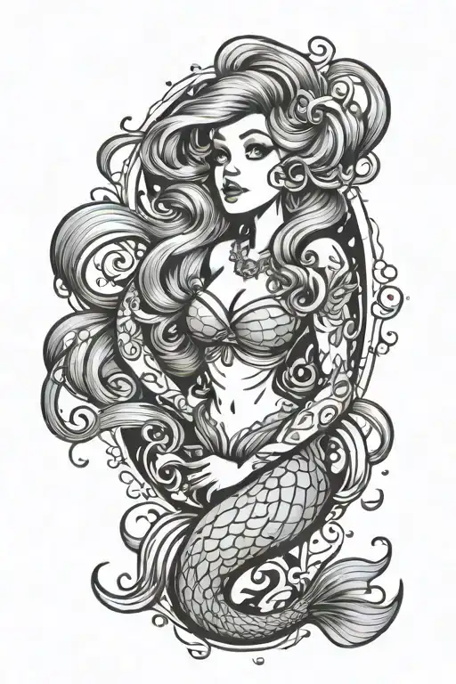 little mermaid tattoo design idea