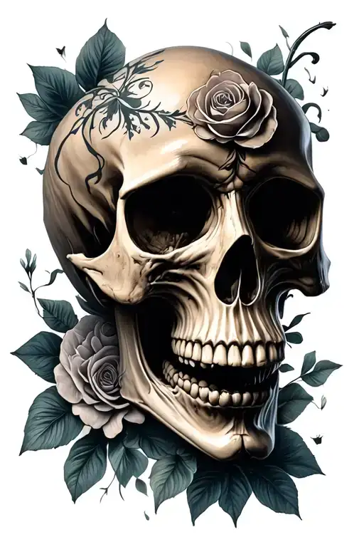 happy and sad skull surrounded tattoo design idea