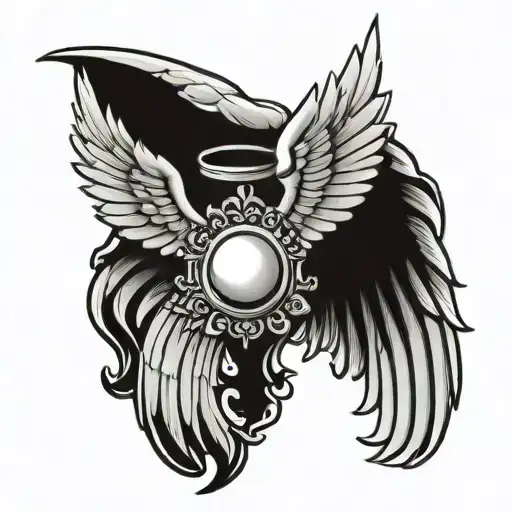 paw with sun rays and angel wings tattoo design idea