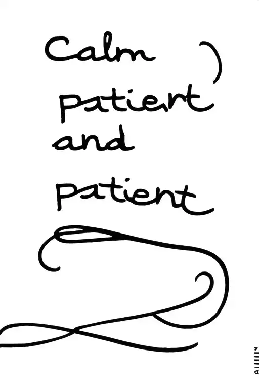надпись "calm and patient" и пульс tattoo design idea