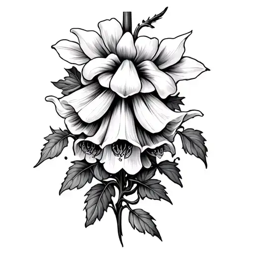 foxglove flower and bone gothic spine tattoo design tattoo design idea