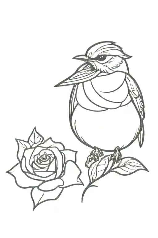 a horned lark, perched on a rose tattoo design idea