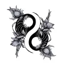 Ying Yang Scottish thistle intertwined tattoo design idea