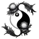 Ying Yang Scottish thistle intertwined tattoo design idea