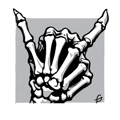Skeleton hand with middle finger and pinky finger up tattoo design idea