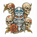 lightning , skulls, totem pole, sleve tattoo design featuring tattoo design idea