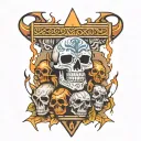lightning , skulls, totem pole, sleve tattoo design featuring tattoo design idea