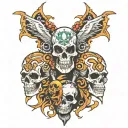 lightning , skulls, totem pole, sleve tattoo design featuring tattoo design idea