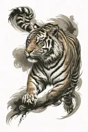 tiger walking tattoo design idea