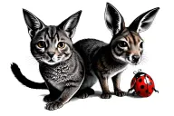 cat, kangaroo, ladybug tattoo design idea