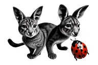 cat, kangaroo, ladybug tattoo design idea