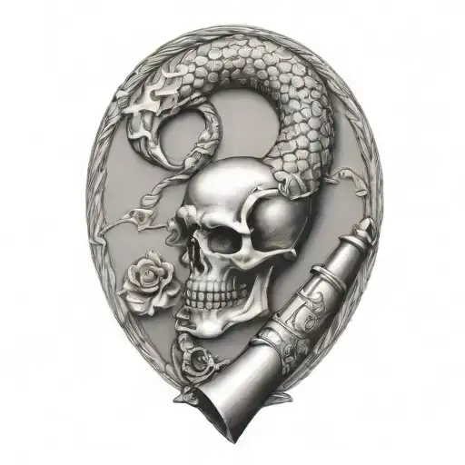 don't tread on me flintlock pistols tattoo design idea