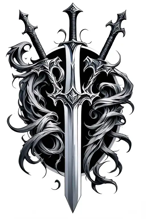 Fantasy Swords spears glaive broadsword tattoo design idea