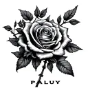 "Paluy" roses and barbed wire wrapped tattoo design idea