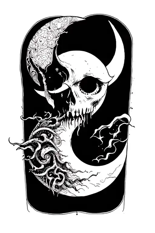 satanic sun moon tattoo design idea