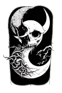 satanic sun moon tattoo design idea