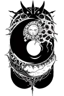 satanic sun moon tattoo design idea
