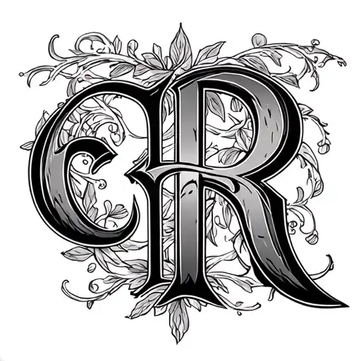 Letters E and R in 2000's microsoft word-art style tattoo design idea